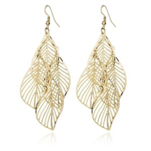 Layered Leaf Drop Earrings