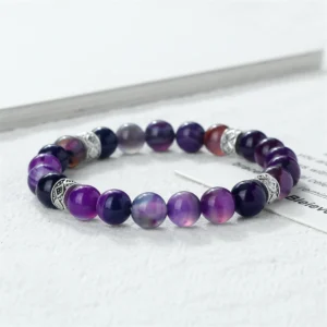 8mm Natural Tiger Eye Stone Bracelets Silver Color Spacer Elastic Rope Wristband for Men Women Charm Energy Healing Jewelry Gift