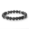 8mm Natural Tiger Eye Stone Bracelets Silver Color Spacer Elastic Rope Wristband for Men Women Charm Energy Healing Jewelry Gift - Lava Stone