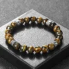 8mm Natural Tiger Eye Stone Bracelets Silver Color Spacer Elastic Rope Wristband for Men Women Charm Energy Healing Jewelry Gift