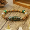 1PC Men's Retro Ethnic Tibetan Dzi Beaded Bracelet for Men Vintage Tribal Wooden Beads Bracelet Man Jewelry
