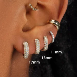 3pair/set New Classic Small Circle Hoop Earrings for Women Gold Color Shiny CZ Zircon Huggies Cartilage Earrings Girls Gift